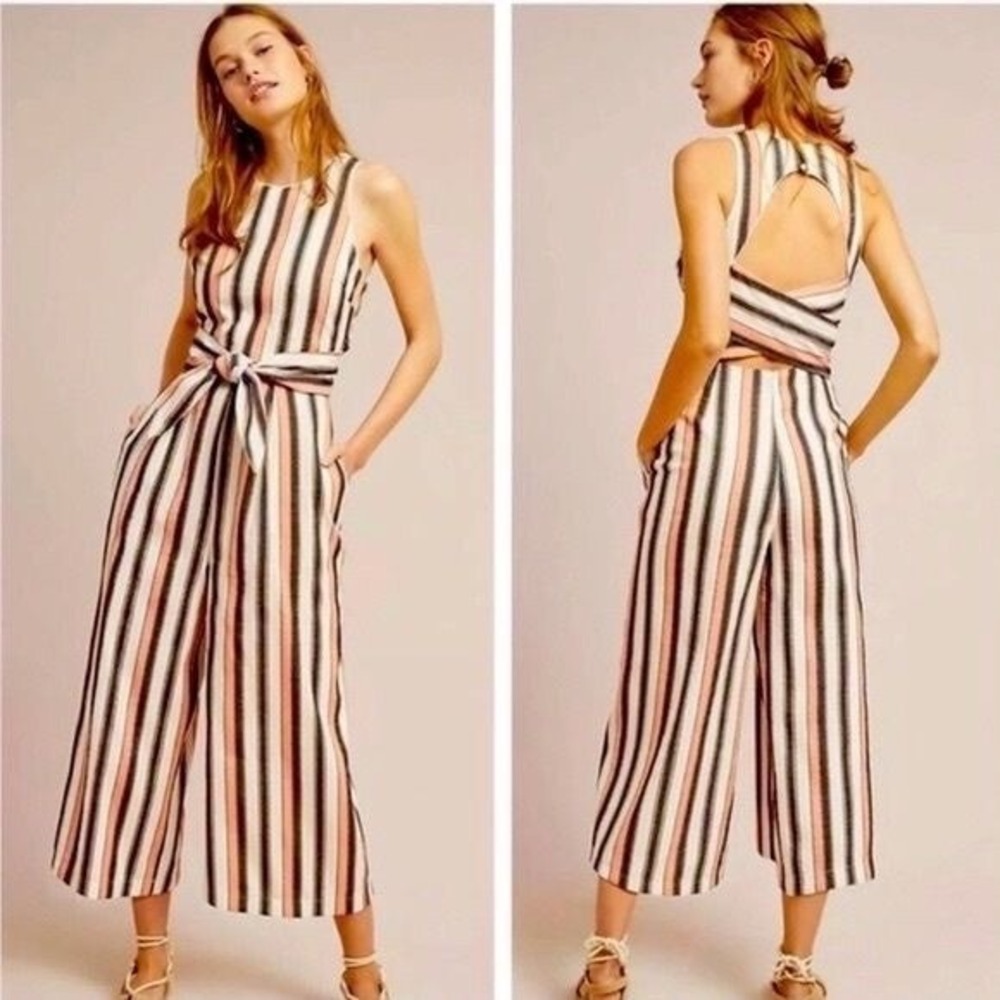Adelyn Rae Gidget Wide Leg Jumpsuit Womens Orange Black Open Back Pleated
